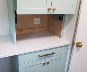 Baby blue cabinets