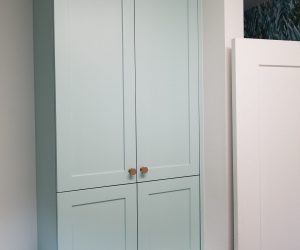 Baby blue cabinets