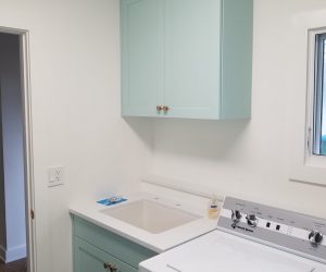 Baby blue cabinets