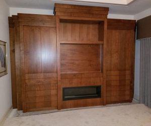 All wood fireplace